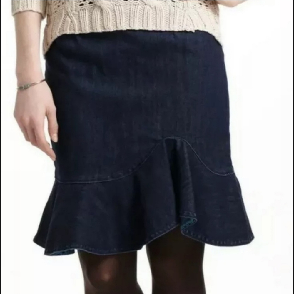 Anthropologie Leifsdottir Lana Denim Ruffle Skirt